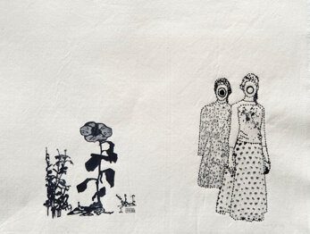 GŞ-naif-kadinlar-kumaş-üzerine-dikiş-ve-akrilik-52x61-cm-2022